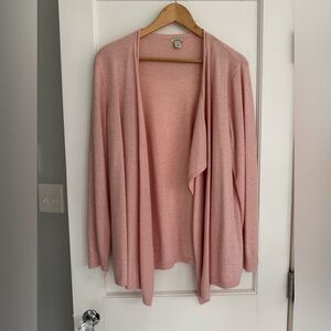 Cashmere open front cardigan, blush heather, L